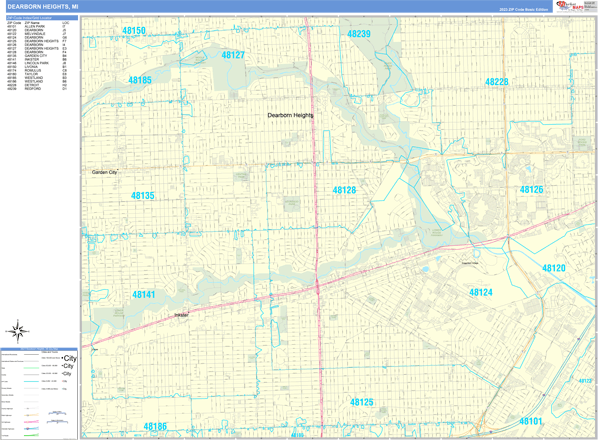 Dearborn Heights Zip Code Wall Map